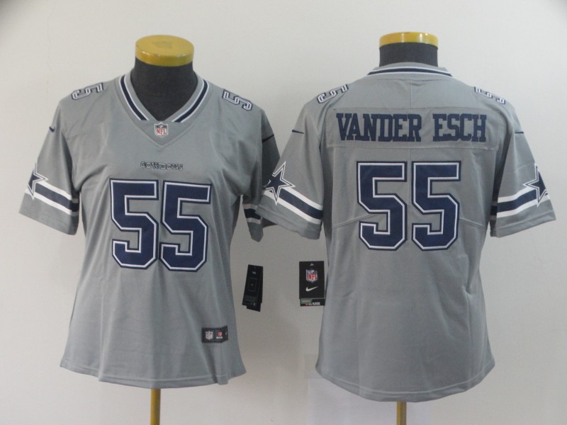 Women Dallas Cowboys #55 Vander Esch Grey Nike Vapor Untouchable Limited NFL Jersey->youth nfl jersey->Youth Jersey